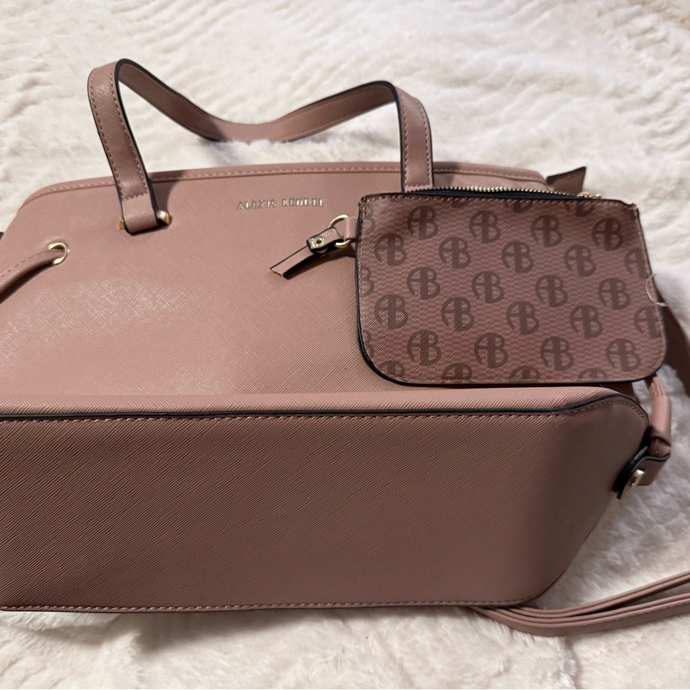 Brown/Pink Tote Bag with Coordinated Pouch